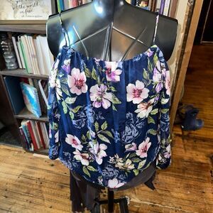 Alice Blue Stitchfix floral flowy cold shoulder LP blouse